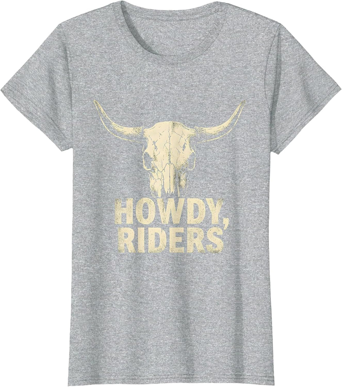 Howdy, Riders Boho Western Mono Cowboy Cowgirl Rodeo Pride T-Shirt - Heather Grey