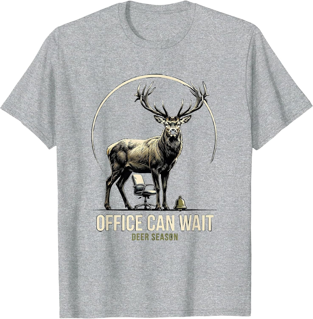 Men's Office Can Wait Deer Season Funny Hunting Dad Gift T-Shirt - Heather Grey