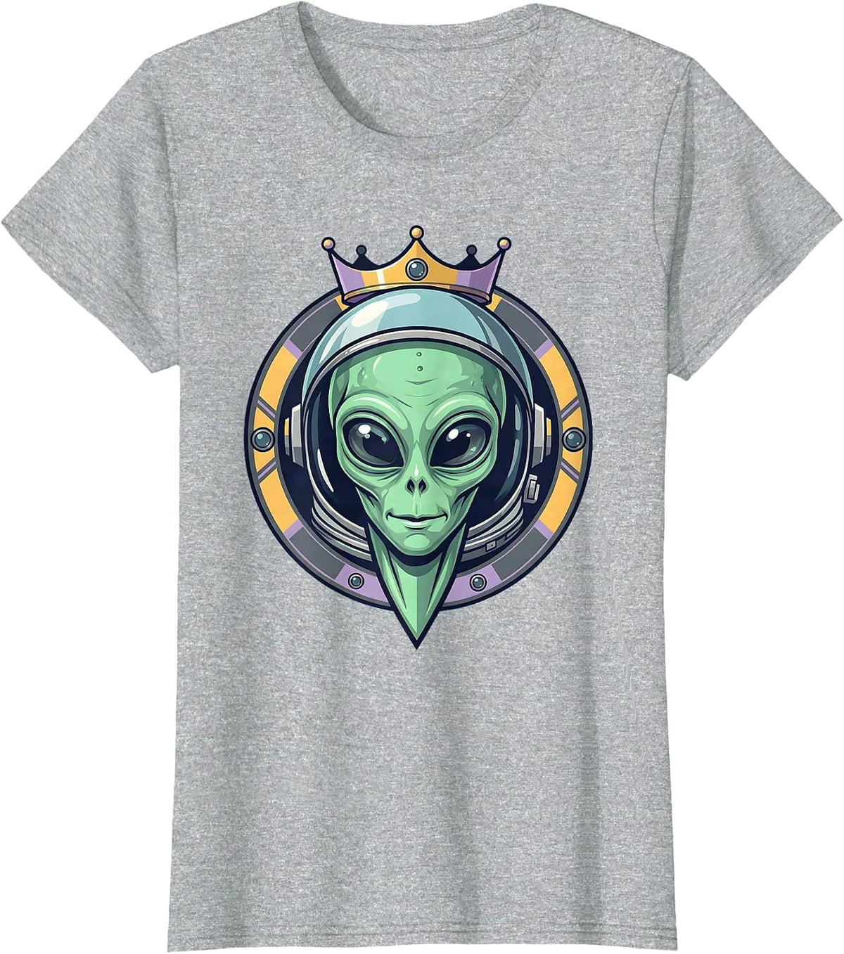 Women's Alien Astronaut Helmet Reverse Graphic Design T-Shirt - Heather Grey