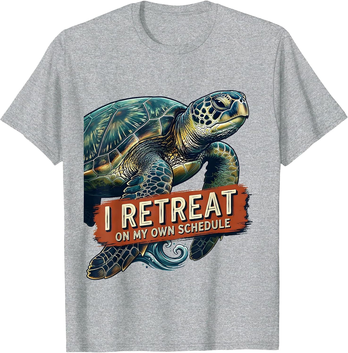Men's I Retreat On My Own Schedule Funny Sea Turtle Ocean Animal T-Shirt - Heather Grey