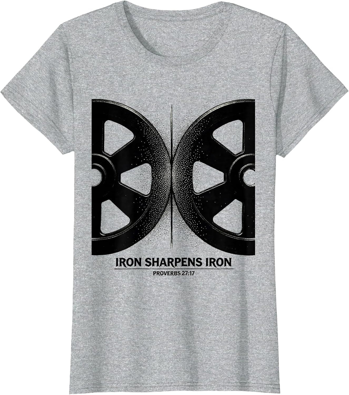 Iron Sharpens Iron Proverbs 27:17 Christian Men Gym Workout T-Shirt - Heather Grey