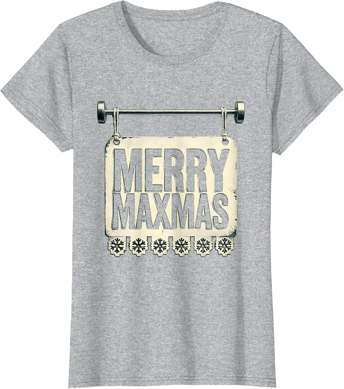 Women's Merry Maxmas Funny Christmas Gym Workout Fitness Gift T-Shirt - Heather Grey