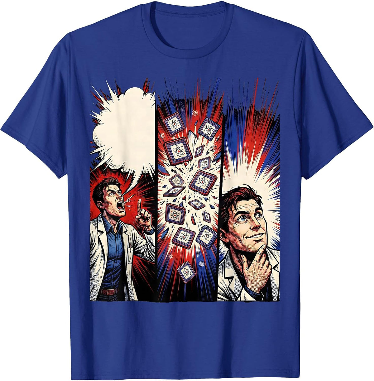 Comic Strip Periodic Table Chemistry Pun Humor T-Shirt - Royal Blue