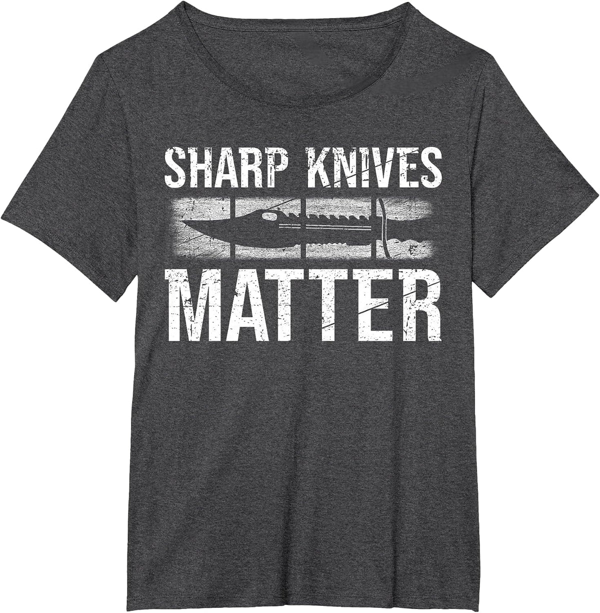 Sharp Knives Matter Outdoor Bushcraft T-Shirt - Dark Heather Grey