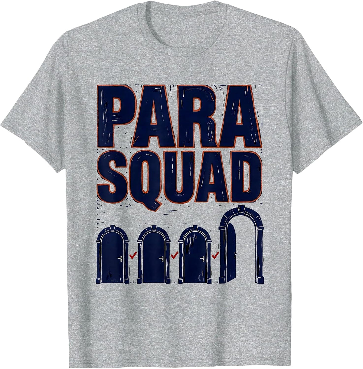 Men's Para Squad Linocut Teacher Paraeducator Appreciation Back T-Shirt - Heather Grey