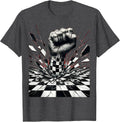 Men's Fist Through Checkered Tile Graphic Design T-Shirt - Dark Heather Grey