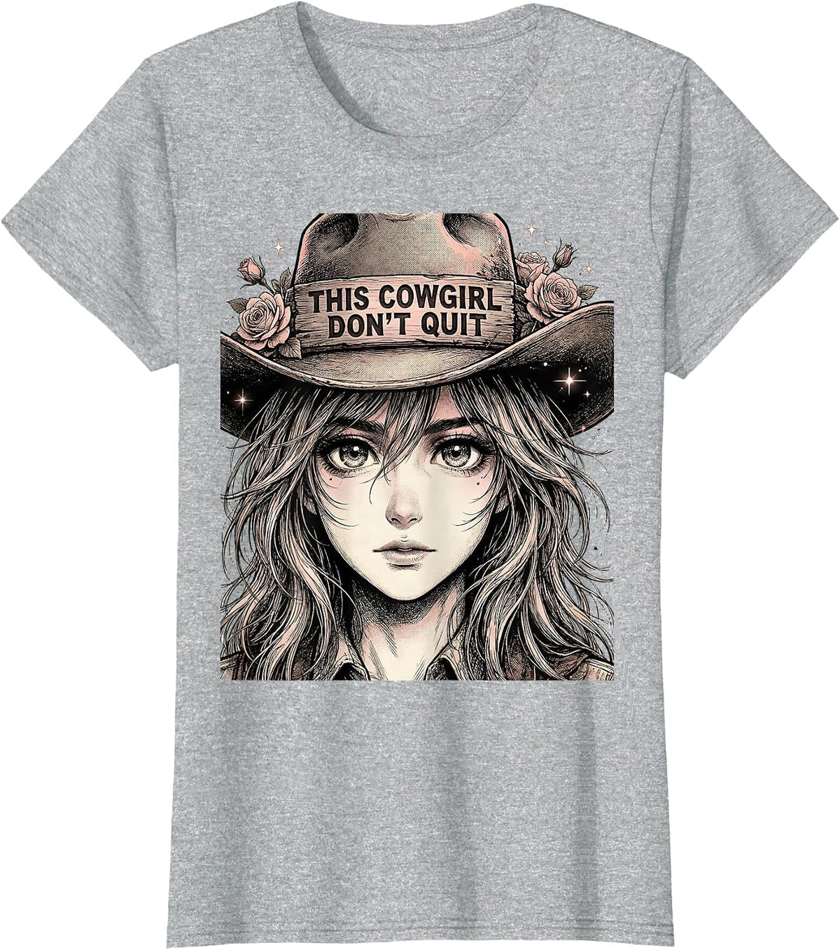 This Cowgirl Don't Quit Rodeo Design T-Shirt - Heather Grey