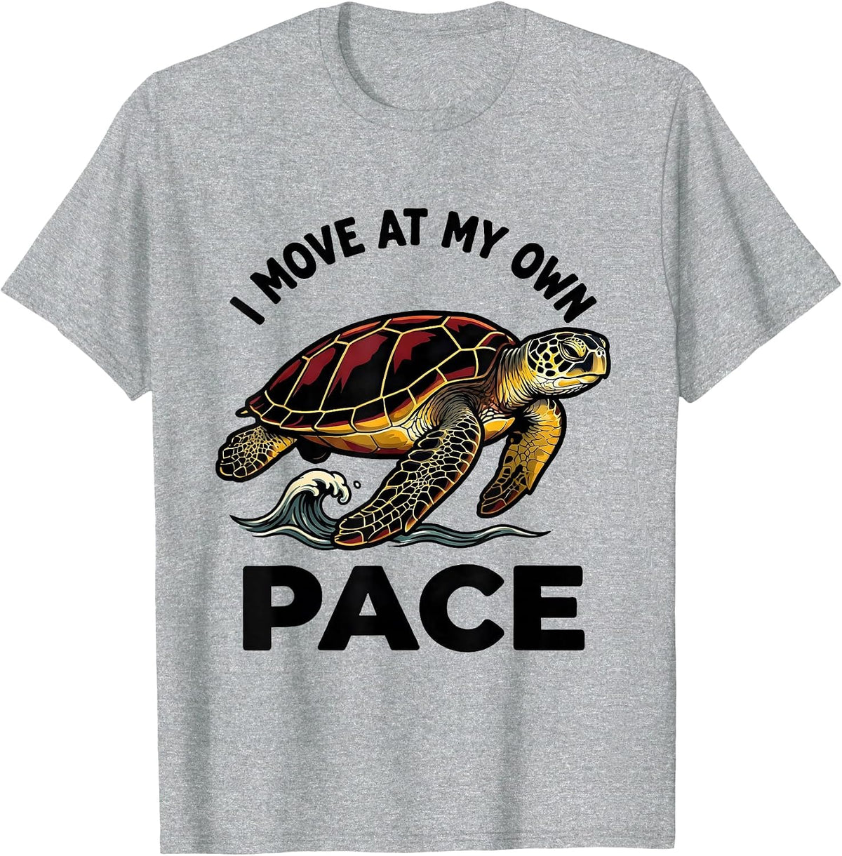 Men's I Move At My Own Pace Tattoo Sea Turtle Ocean Animal Lover T-Shirt - Heather Grey