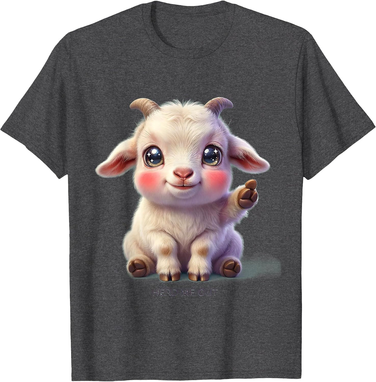 Herd Me Out Funny Goat Design T-Shirt - Dark Heather Grey