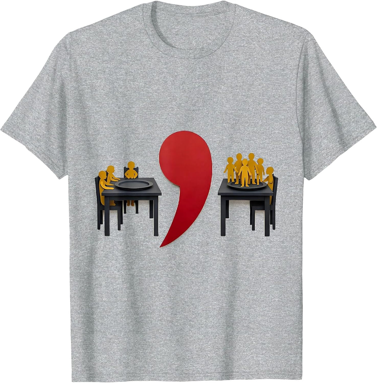 Men's Cut Paper Dinner Table Grammar Teacher Humor T-Shirt - Heather Grey