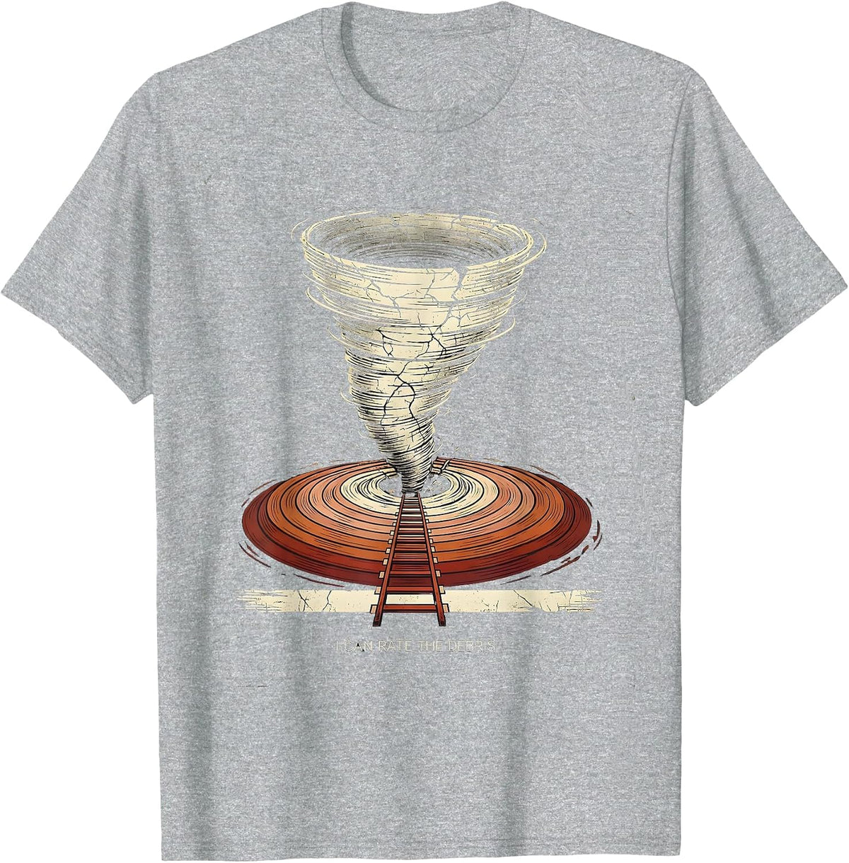 Men's I Can Rate The Debris Distressed Tornado Storm Chaser T-Shirt - Heather Grey