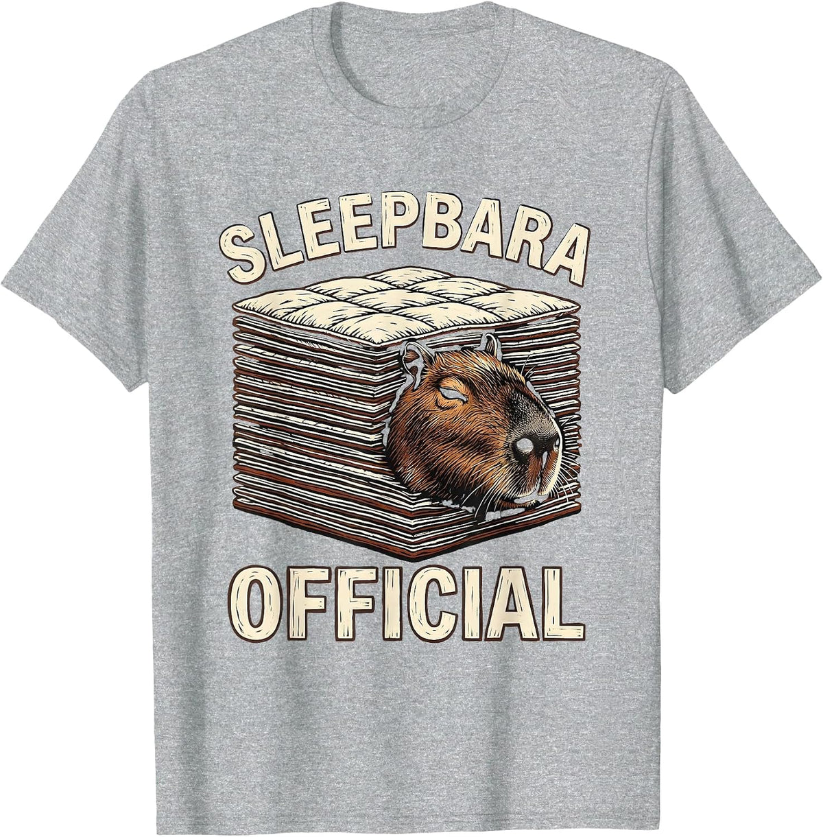 Men's Sleepbara Official Cute Capybara Pajama Kids Sleepwear Humor T-Shirt - Heather Grey