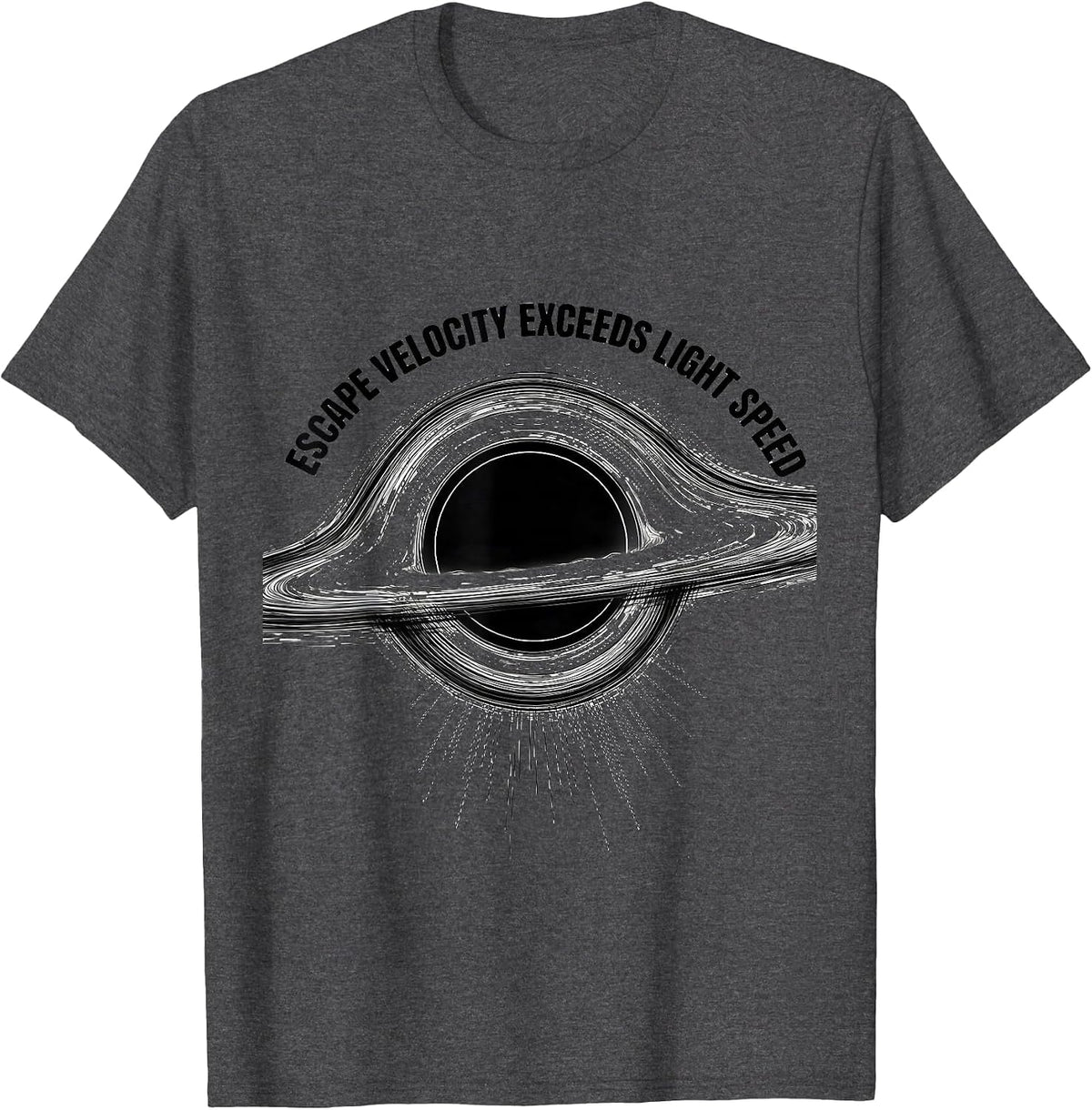 Men's Escape Velocity Exceeds Light Speed Astrophysics Science T-Shirt - Dark Heather Grey