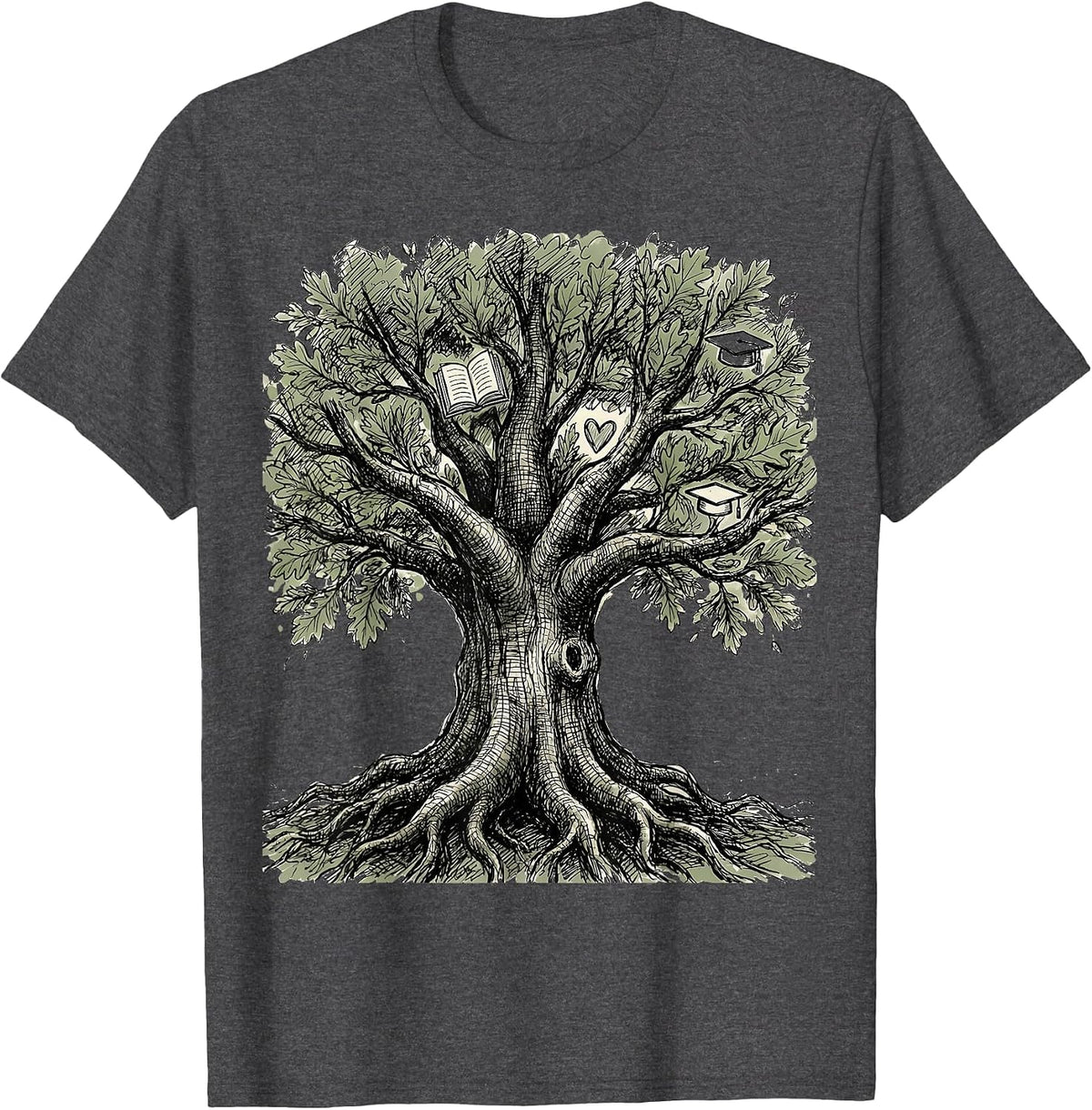 Men's School Counselor Tree Deep Roots Wide Canopy T-Shirt - Dark Heather Grey