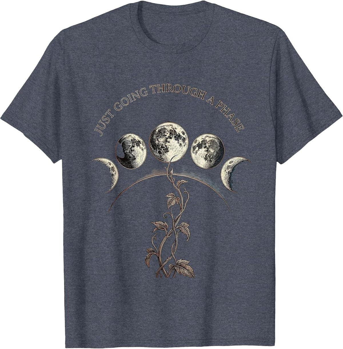 Just Going Through A Phase Mystic Celestial Moon Phases T-Shirt - Heather Blue