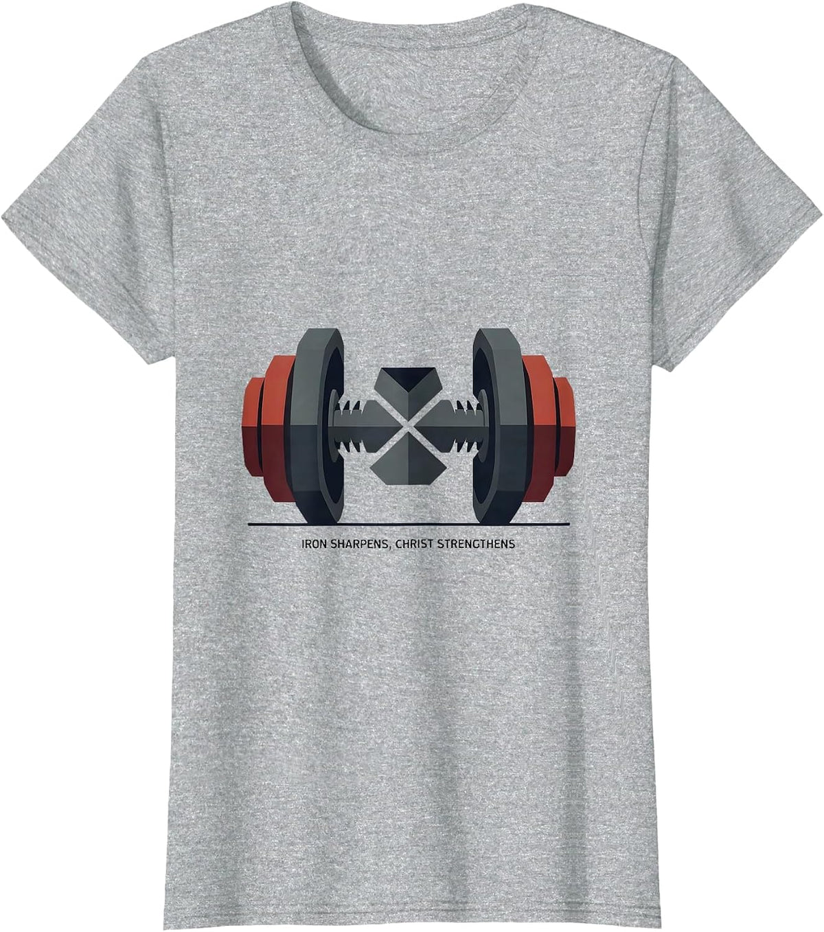 Iron Sharpens, Christ Strengthens Minimalist Christian Gym T-Shirt - Heather Grey
