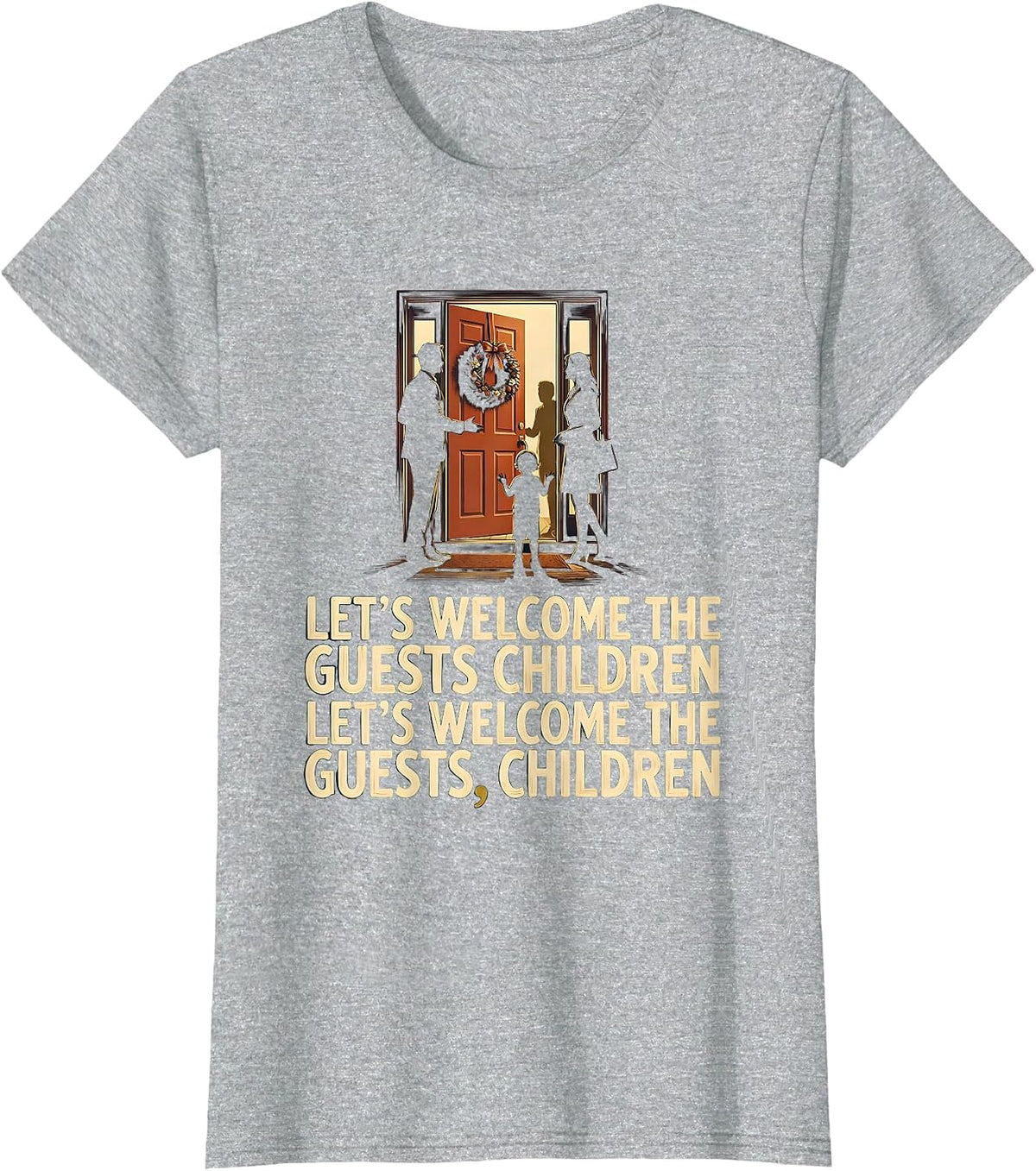 Women's Let's Welcome Guests Grammar Teacher Punctuation Humor T-Shirt - Heather Grey
