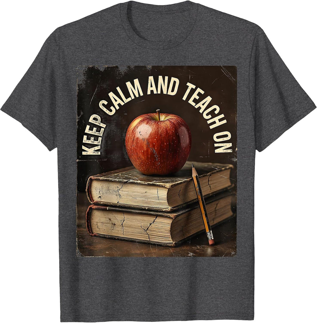 Keep Calm and Teach On Second Grade Teacher T-Shirt - Dark Heather Grey