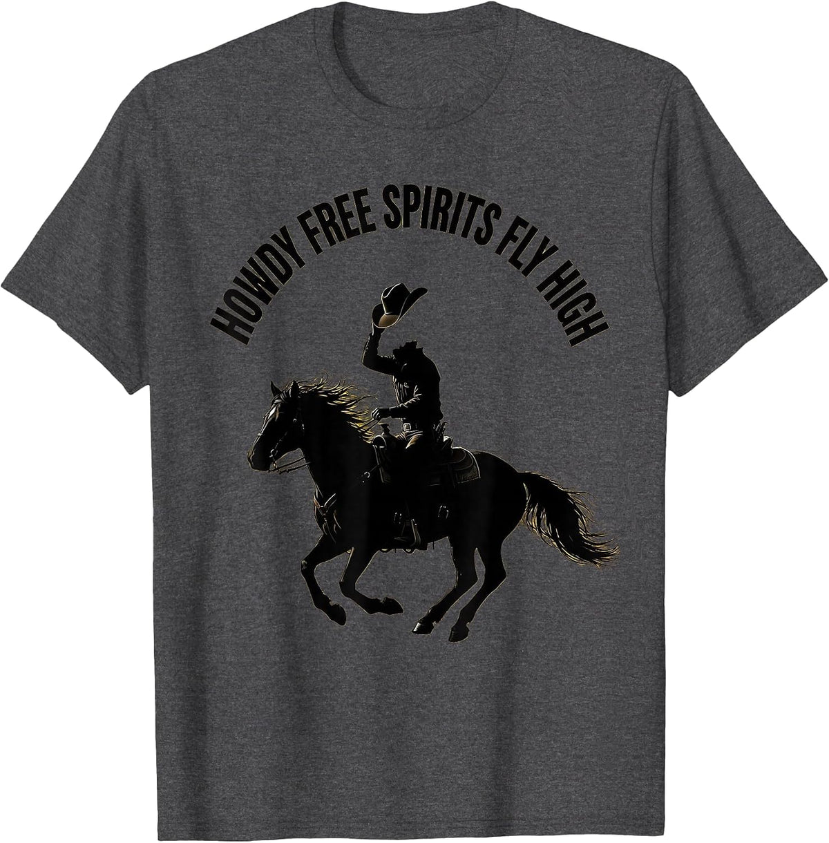 Howdy Free Spirits Fly High Western Boho Design T-Shirt - Dark Heather Grey