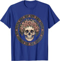 Patriotic Floral Skull Red White and Blue T-Shirt - Royal Blue