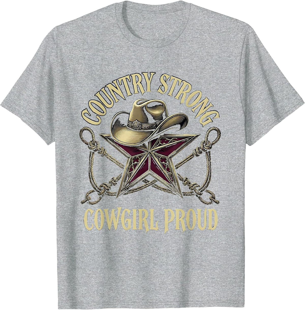 Men's Country Strong Cowgirl Proud Rodeo Design T-Shirt - Heather Grey