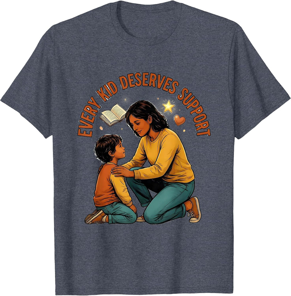 Every Kid Deserves Support School Counselor Design T-Shirt - Heather Blue