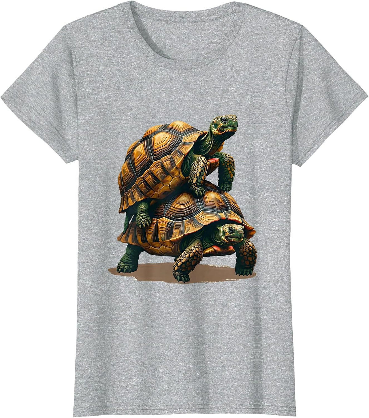 Compact Tortoise Throne Gouache Poster Pet Lover Humor T-Shirt - Heather Grey