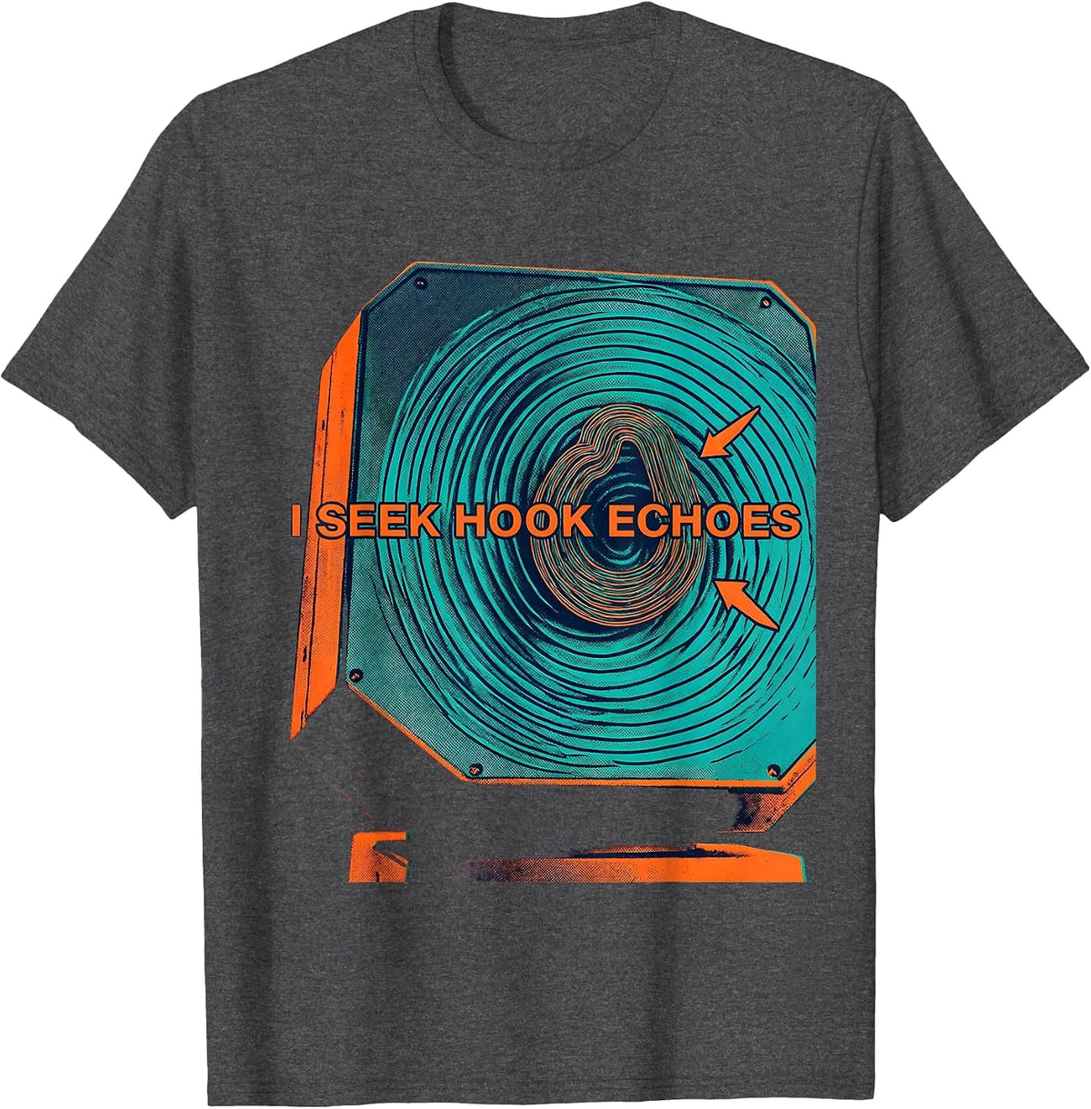I Seek Hook Echoes Risograph Tornado Storm Chaser T-Shirt - Dark Heather Grey
