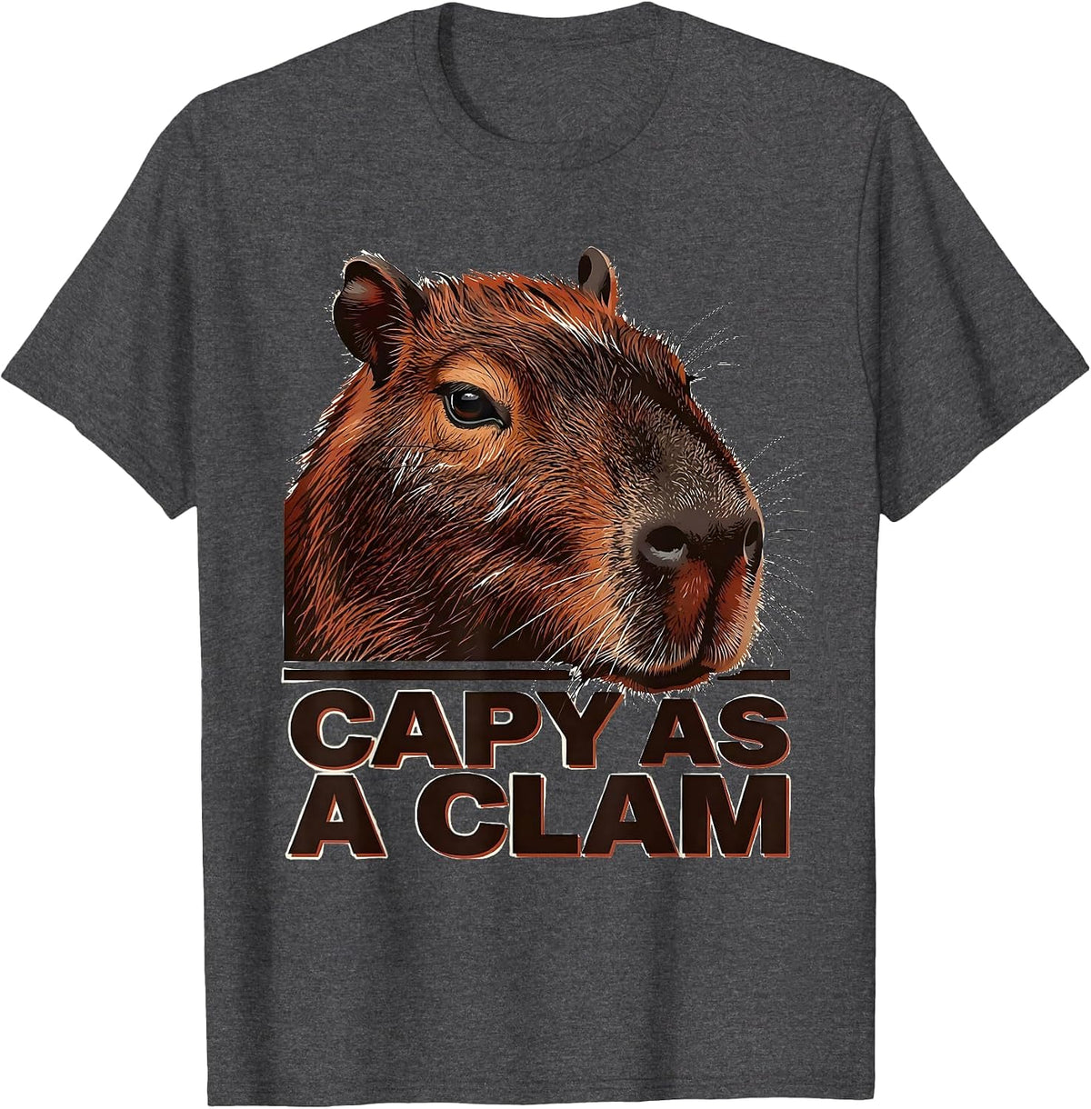 Men's capy as a clam Funny Capybara Meme Gamer Kawaii Humor T-Shirt - Dark Heather Grey