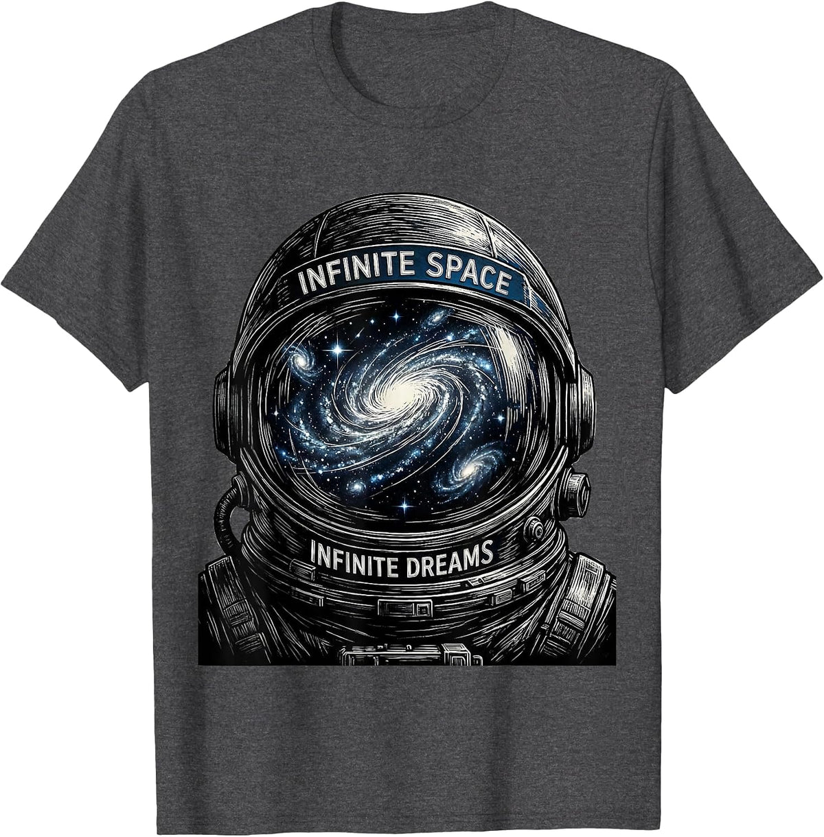 Men's Infinite Space Infinite Dreams Galaxy Design T-Shirt - Dark Heather Grey