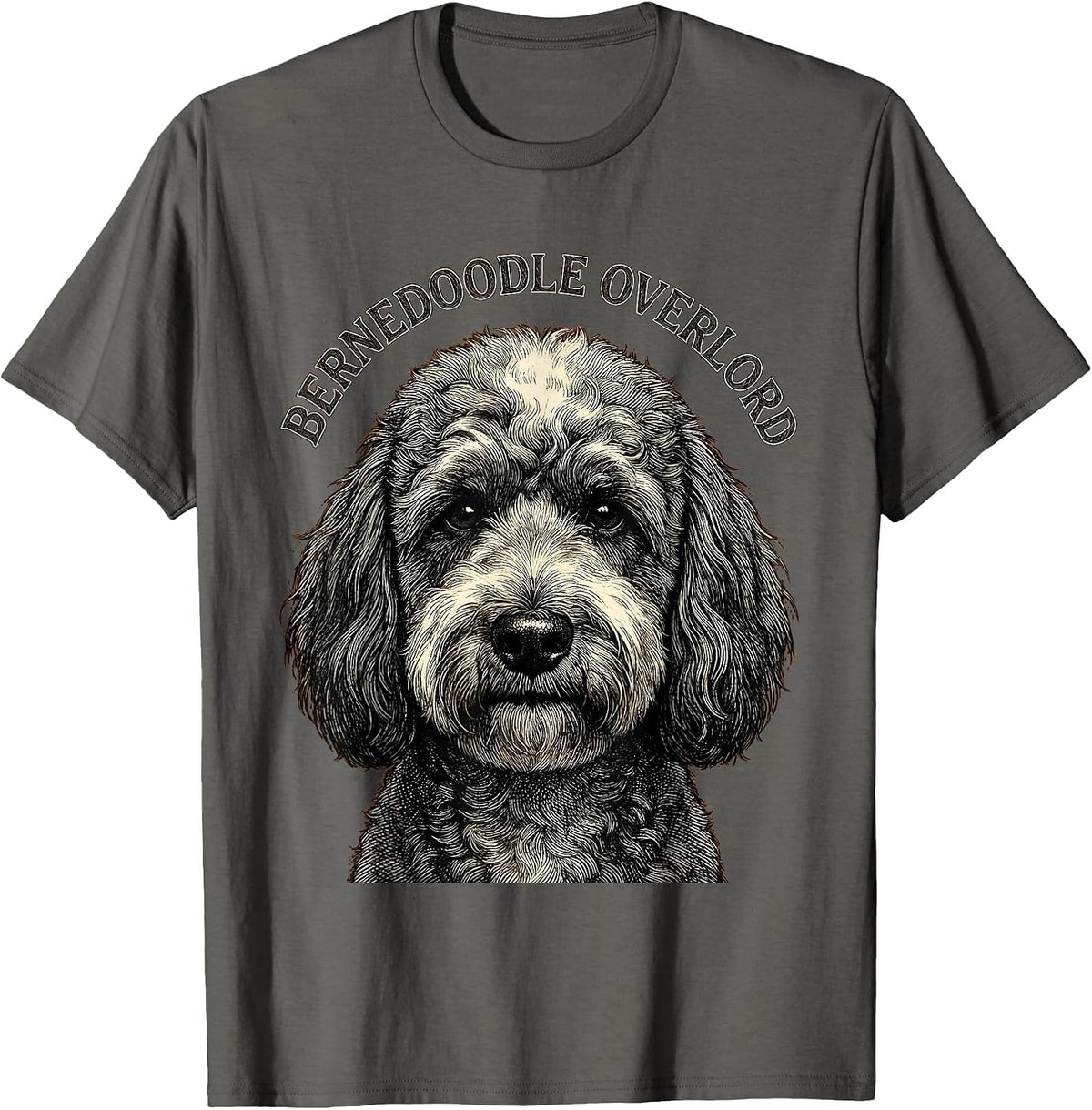 Bernedoodle Overlord Funny Doodle Dog Lover Gift T-Shirt - Asphalt Grey