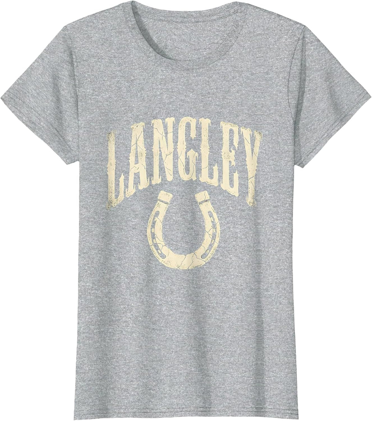 Women's LANGLEY Boho Western Mono Surname Gift T-Shirt - Heather Grey