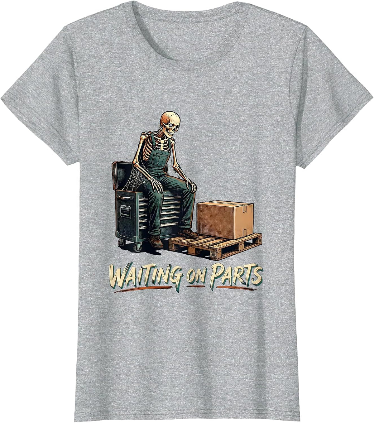 Waiting On Parts Funny Mechanic Auto Repair Technician Dad T-Shirt - Heather Grey