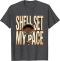 Men's Shell Set My Pace Linocut Turtle Lover Funny Casual Humor T-Shirt - Dark Heather Grey