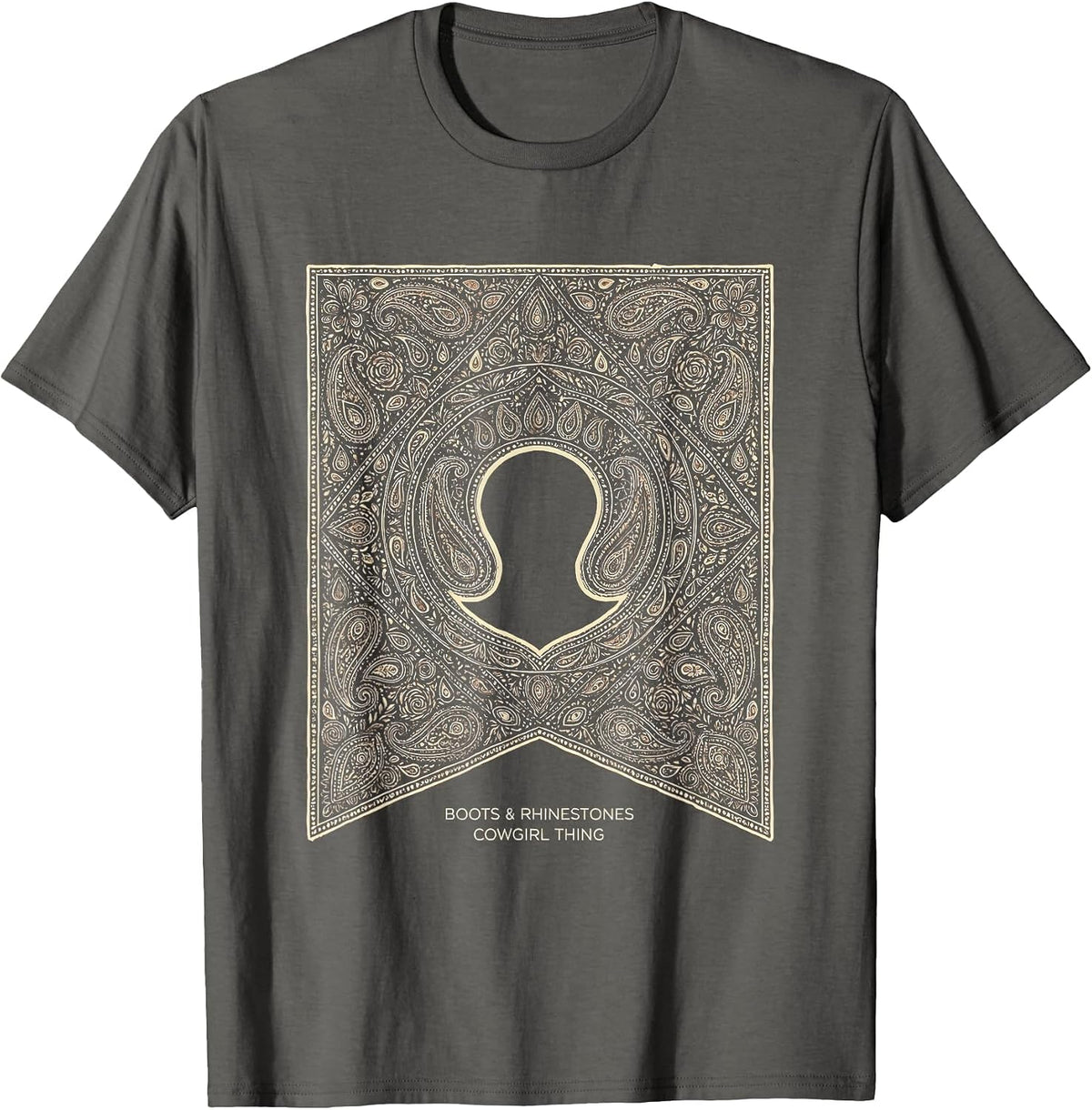 Men's Boots & Rhinestones Cowgirl Thing Western Rodeo Bandana T-Shirt - Asphalt Grey