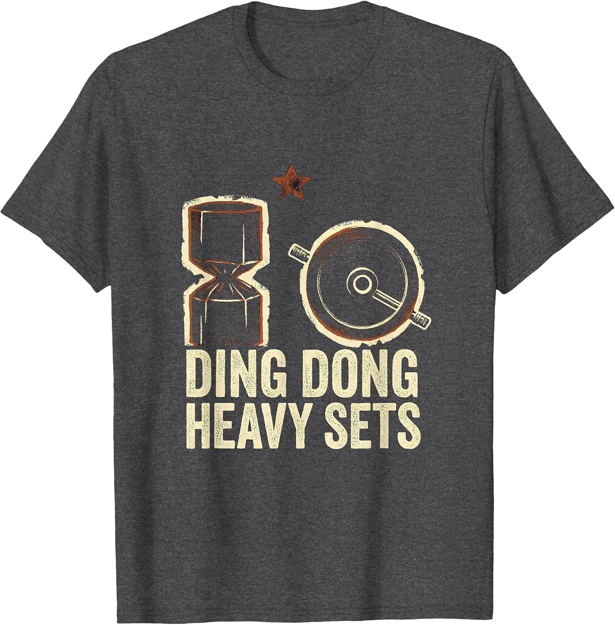 Ding Dong Heavy Sets Funny Christmas Gym Workout T-Shirt - Dark Heather Grey