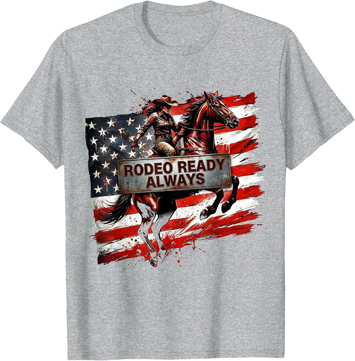 Men's Rodeo Ready Always Cowgirl Design T-Shirt - Heather Grey