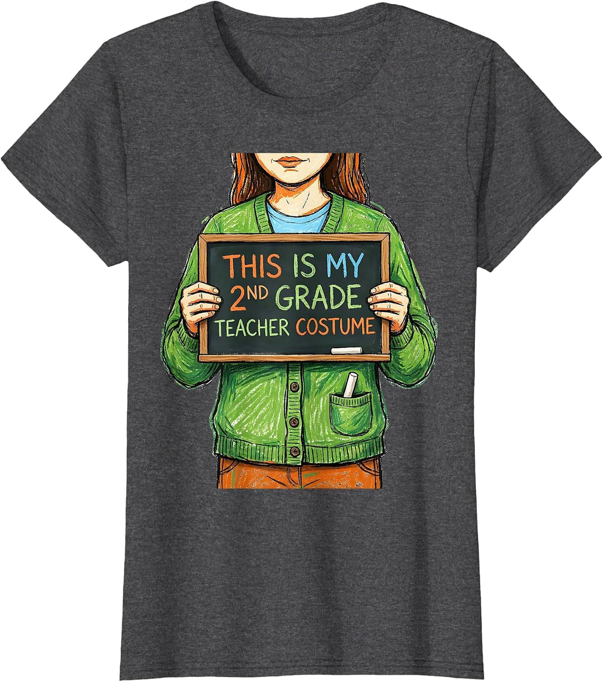 Women's This Is My 2nd Grade Teacher Costume Funny Halloween T-Shirt - Dark Heather Grey