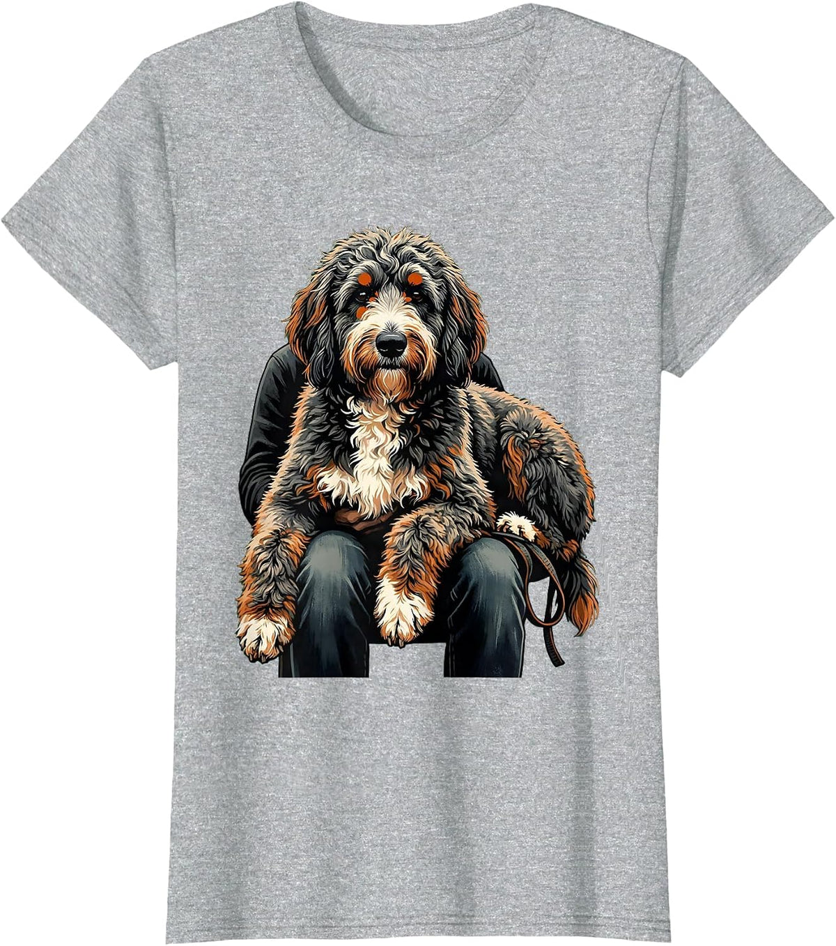 Bernedoodle Shaggy Dog Lover Funny Screenprint Poster T-Shirt - Heather Grey