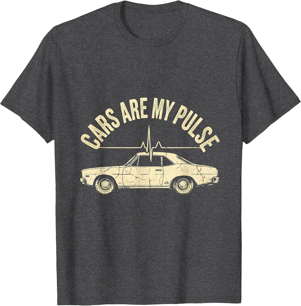 Cars Are My Pulse Vintage Car Enthusiast Boho Western Auto T-Shirt - Dark Heather Grey