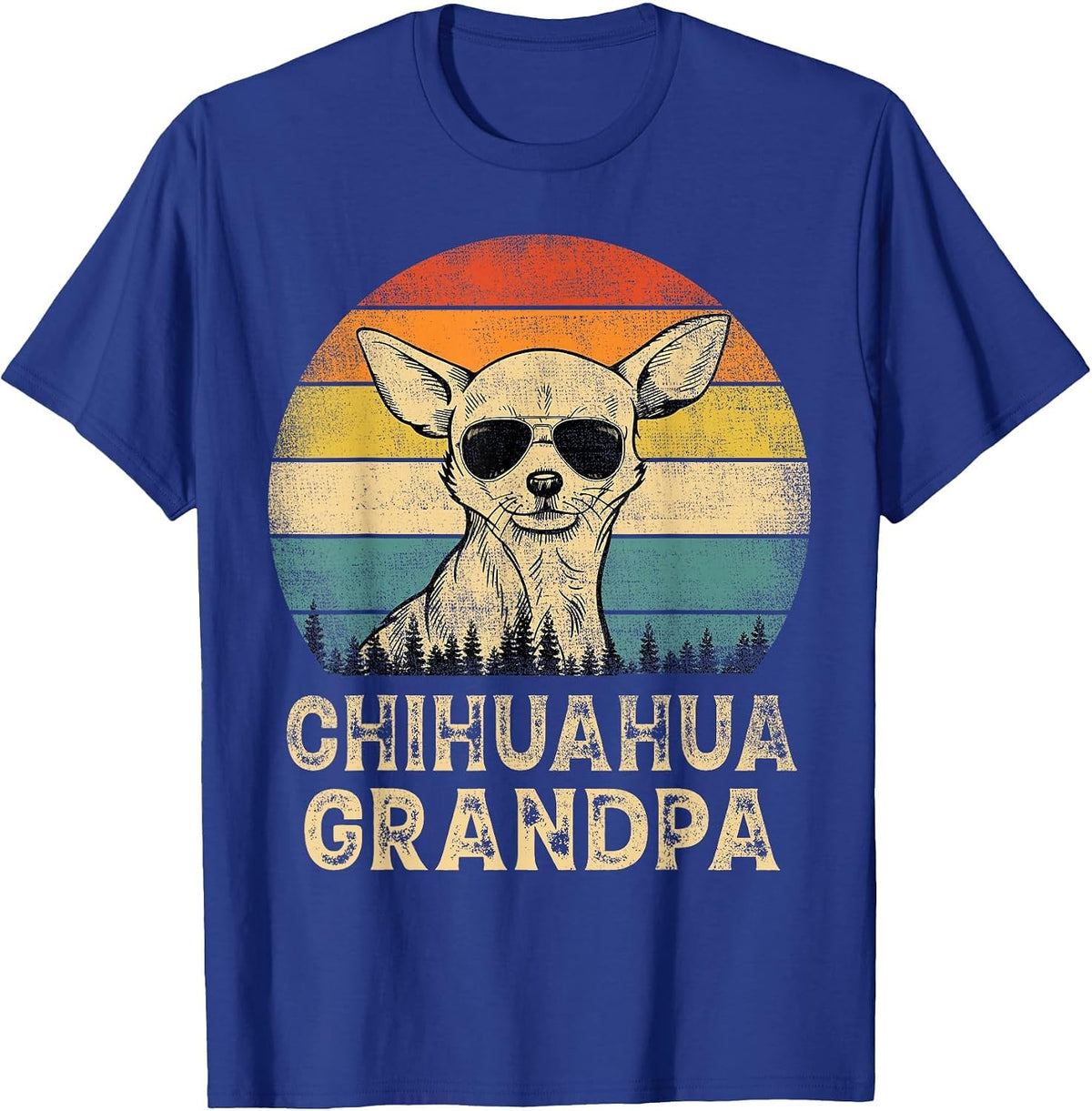 Vintage Chihuahua Grandpa Dog Lovers Father's Day T-Shirt - Royal Blue