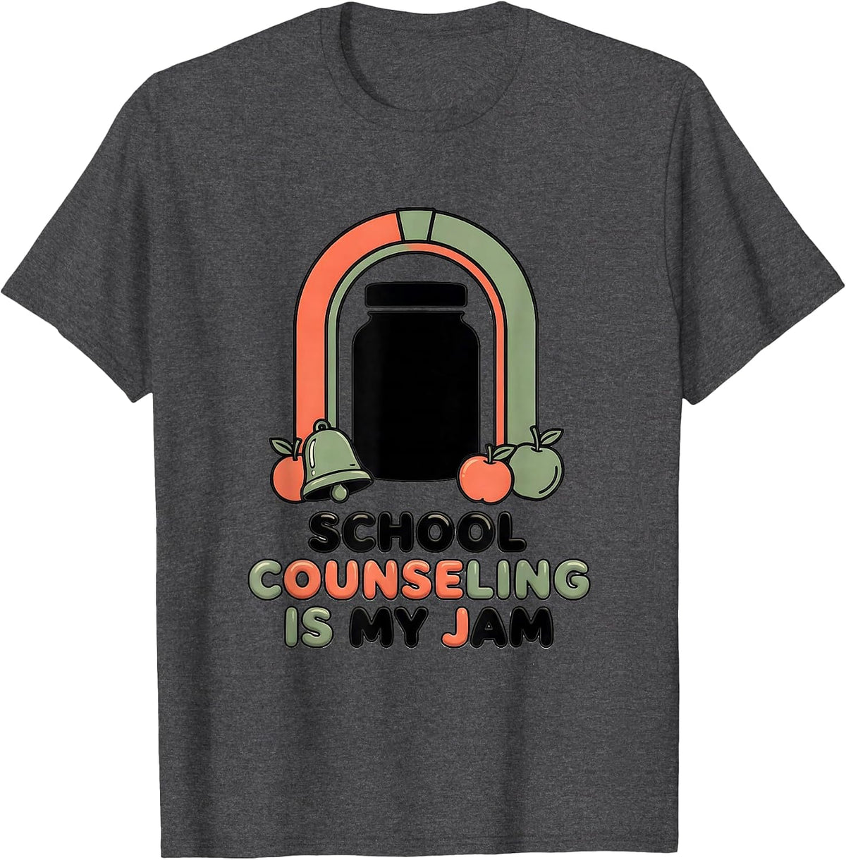 School Counseling Is My Jam Funny School Counselor Back T-Shirt - Dark Heather Grey