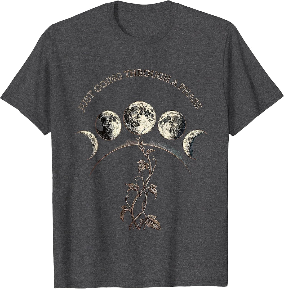 Just Going Through A Phase Mystic Celestial Moon Phases T-Shirt - Dark Heather Grey