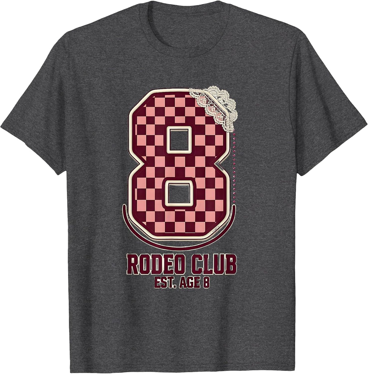 Men's Rodeo Club Est Age 8 Cowgirl Disco Birthday Girl Party T-Shirt - Dark Heather Grey