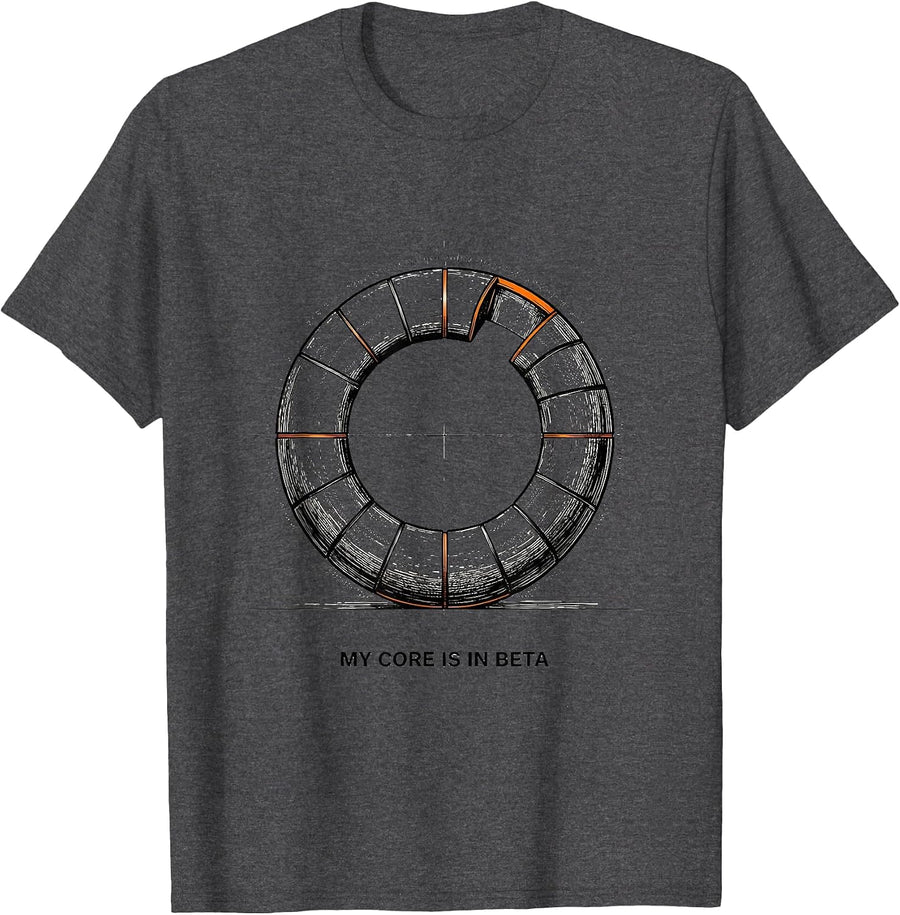 Men's My Core Is In Beta Funny Gym Workout Weightlifting Humor T-Shirt - Dark Heather Grey