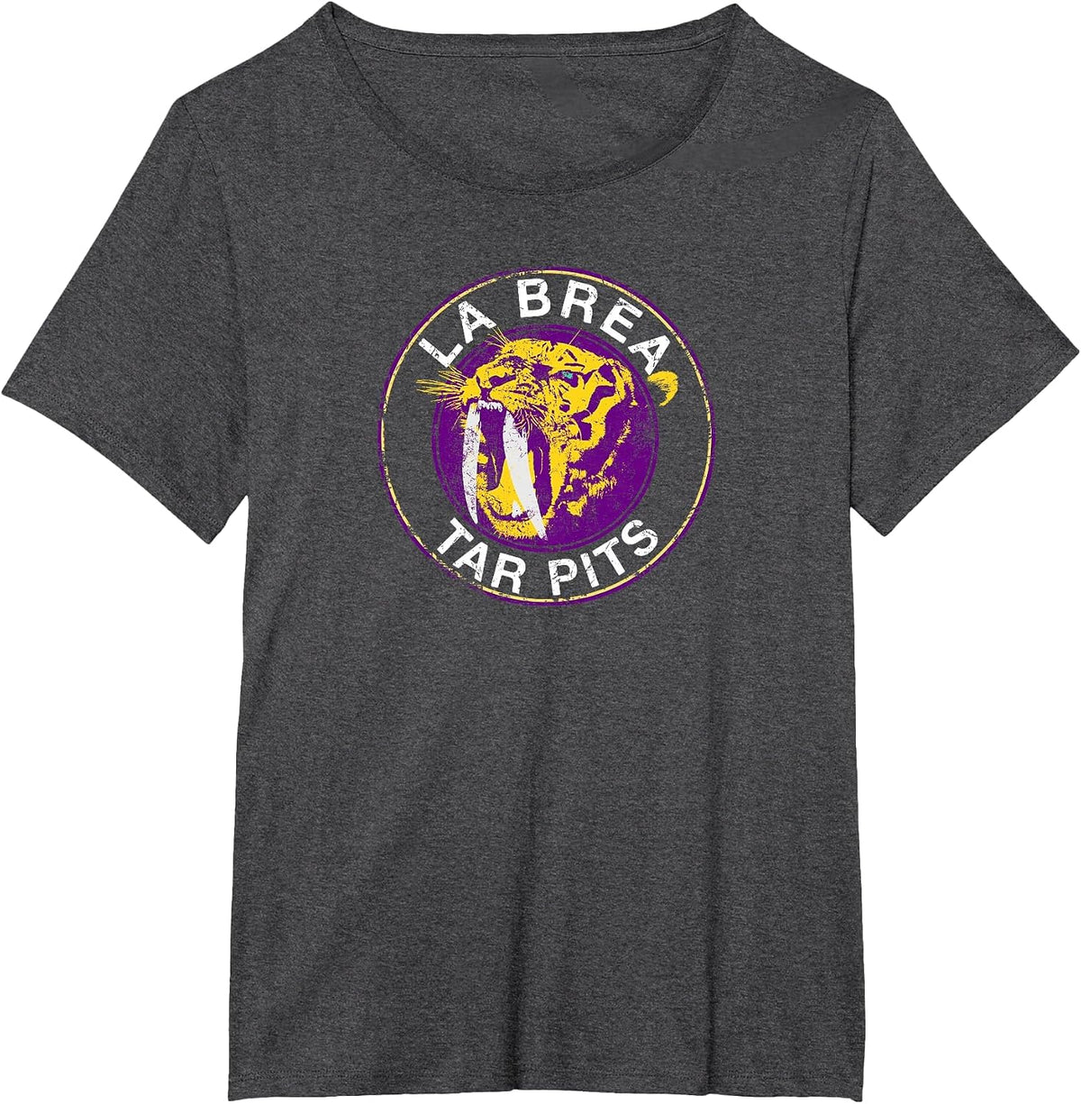Saber-Tooth Tiger La Brea Tar Pits California T Shirt T-Shirt - Dark Heather Grey