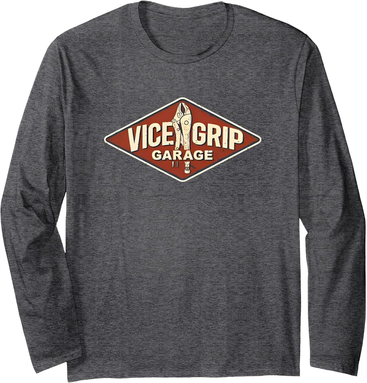 Vice Grip Garage Mechanic Dad Joke Handyman Grandpa Funny Long Sleeve T-Shirt - Adult Unisex Dark Heather Grey