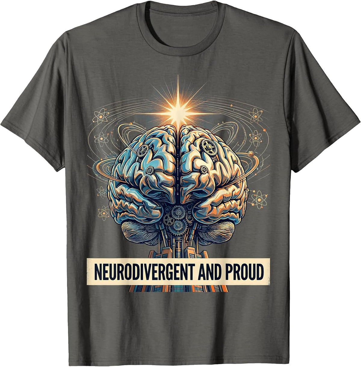 Men's Neurodivergent and Proud Autism Awareness Design T-Shirt - Asphalt Grey