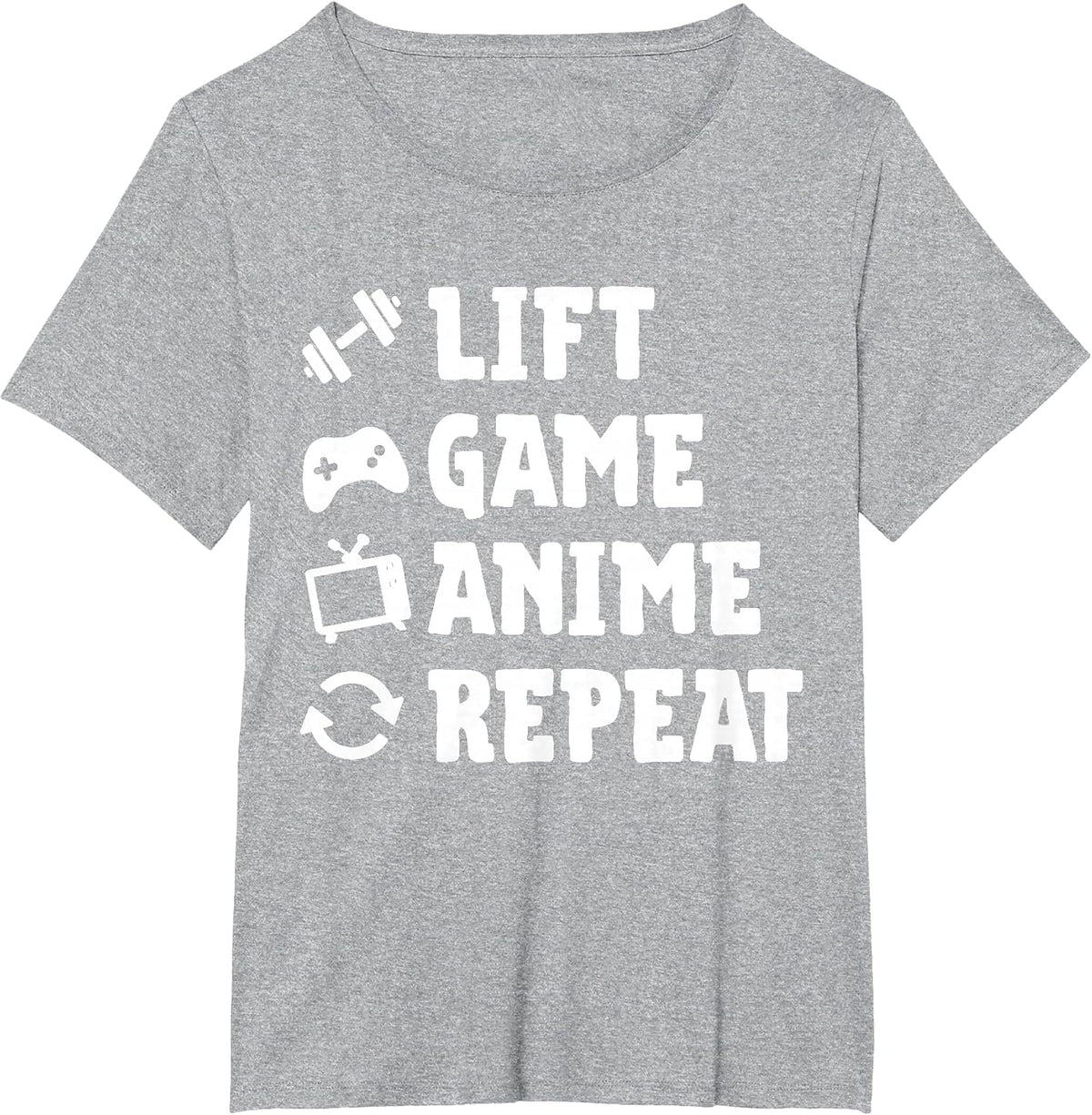 Funny Gym Lift Game Anime Repeat Gaming Anime Lover Workout T-Shirt - Heather Grey