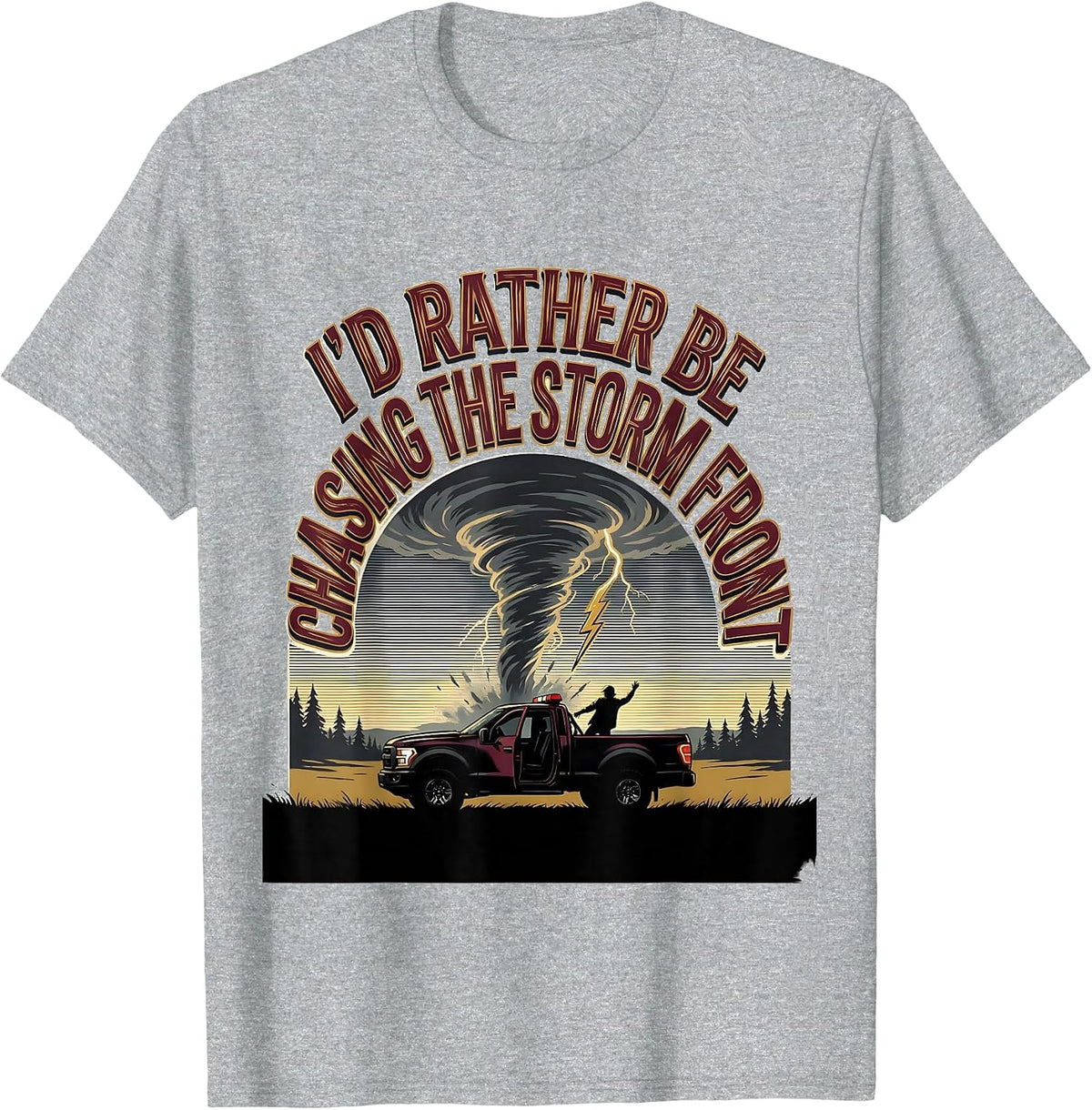 Men's I'd Rather Be Chasing The Storm Front Vintage Meteorology T-Shirt - Heather Grey